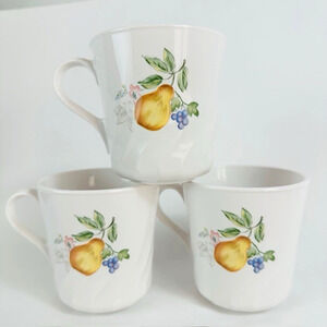 Corning Corelle Coordinates Chutney Swirl Mug/Cups Set of 3 Fruit Design Swirl